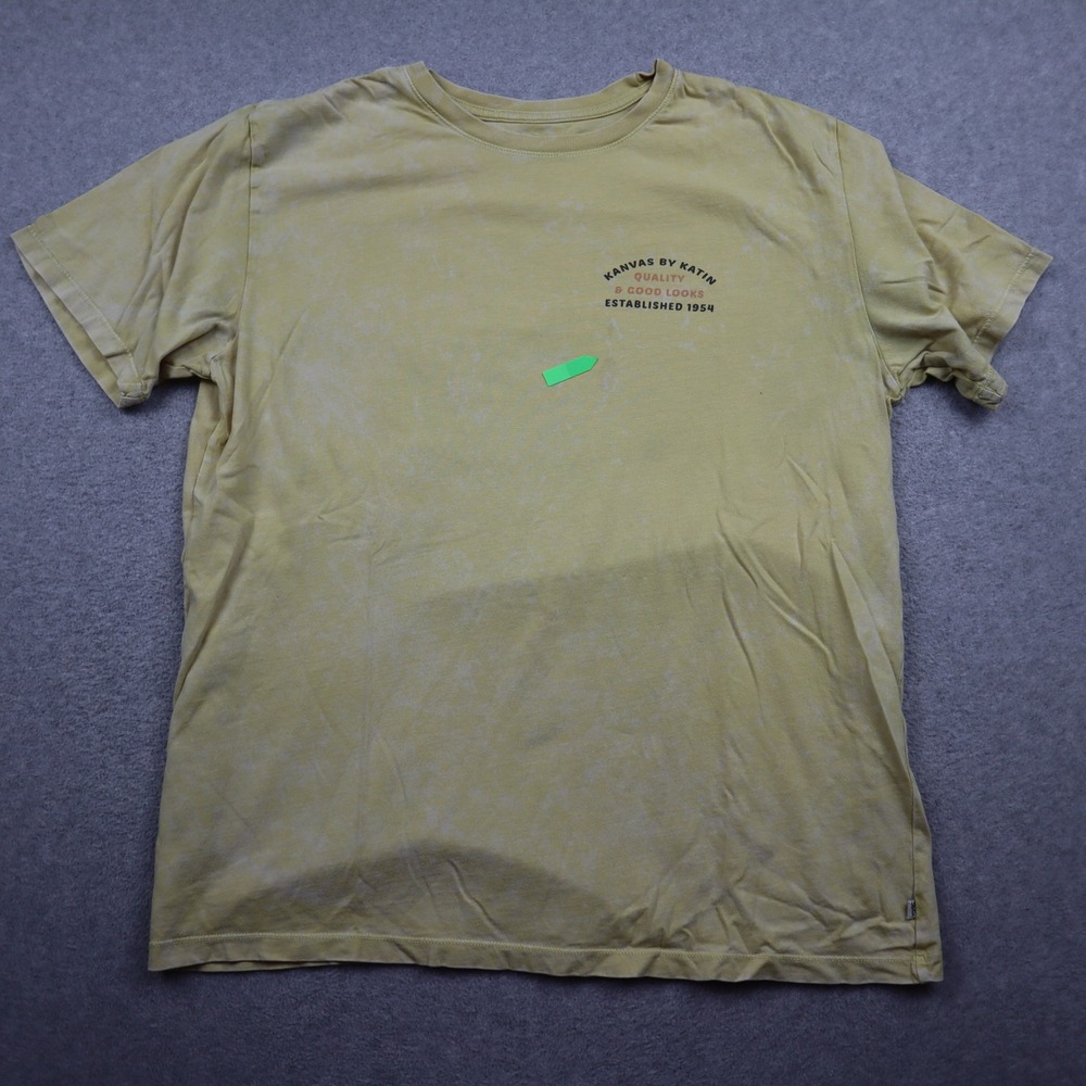 Katin T-Shirt Mens XL Graphic Tee Yellow Acid Wash Skeleton Swan Surf Organic